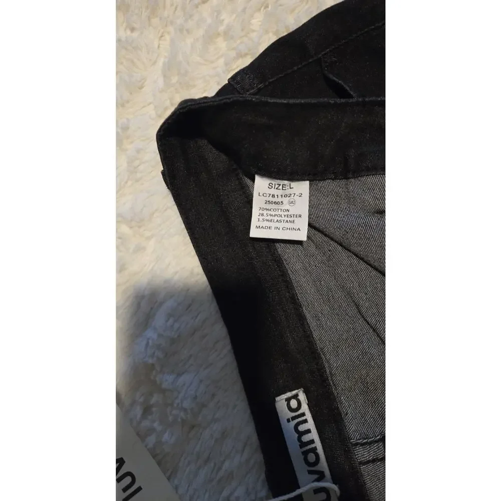 WOMAN BLACK JEAN SKORT BY LUVAMIA SIZE L NWT